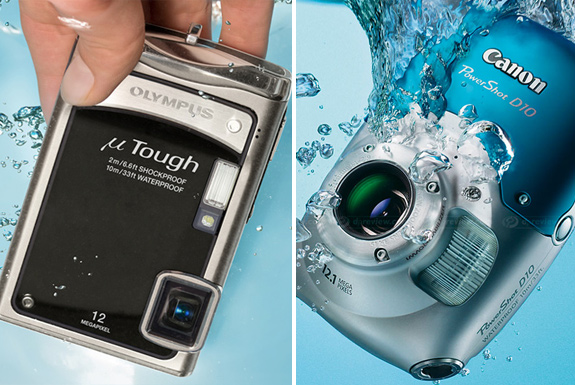 Two Waterproof Ultra-Compact Cameras Splash Off